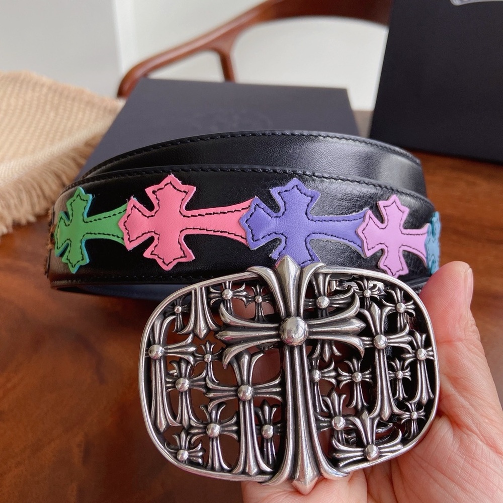Chrome Hearts Cross-Motif Silver Buckle Belt - Picture 5 of 9
